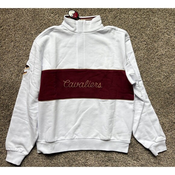 Malbon Golf Cavs Script Colorblock Quarter Zip Sweatshirt NBA Size Medium - Picture 1 of 12